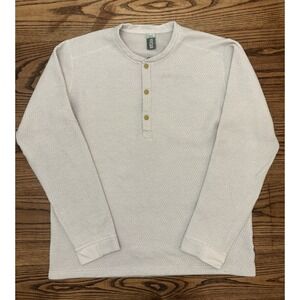 Stio Men's Large Cream 1/4 Snap Fleece Waffle Knit Pullover Sweater